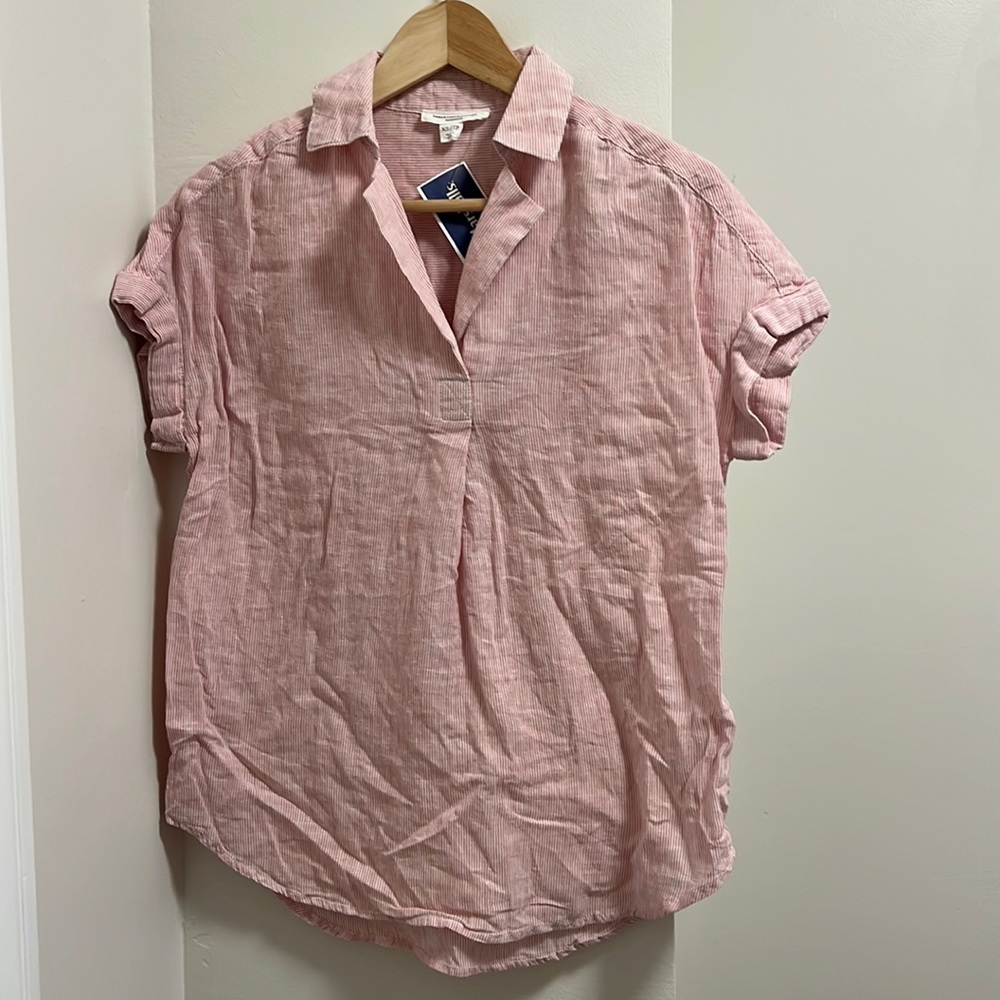 Pink and white Pleated Resort Style Top